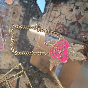 Betsey Johnson Etch' Rose Over-Sized Pendant Necklace